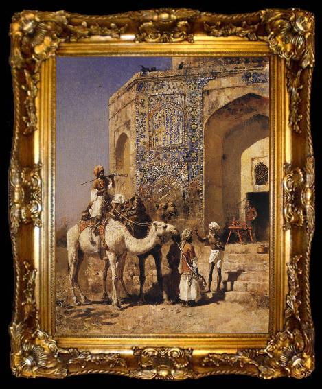 framed  Edwin Lord Weeks The Old Blue-Tiled Mosque, Outside of Delhi, India, ta009-2